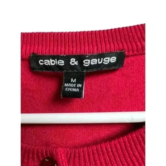 Cable & Gauge Red Embellished Sweater Cardigan Size Medium - Picture 4 of 6